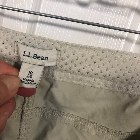 LL Bean women summer hiking cargo pants in light beige, size 16 - Picture 8 of 8
